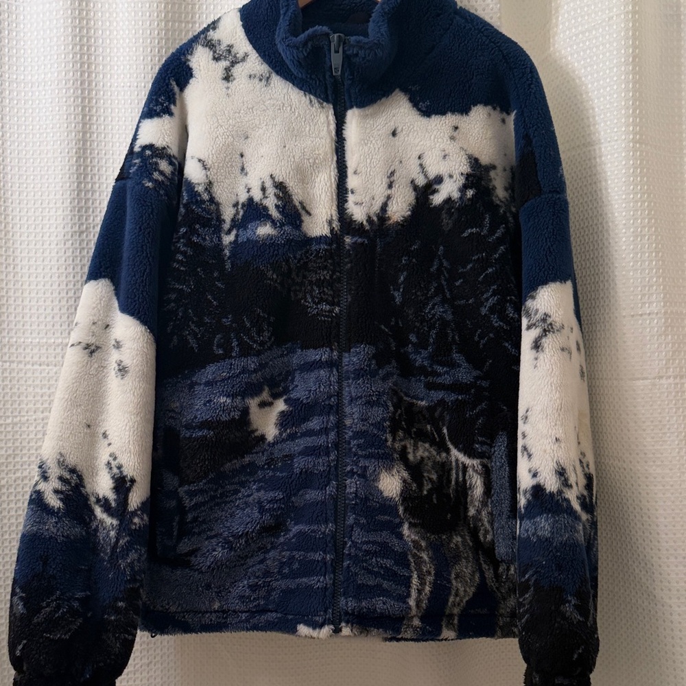 Blue and White Fleece Jacket